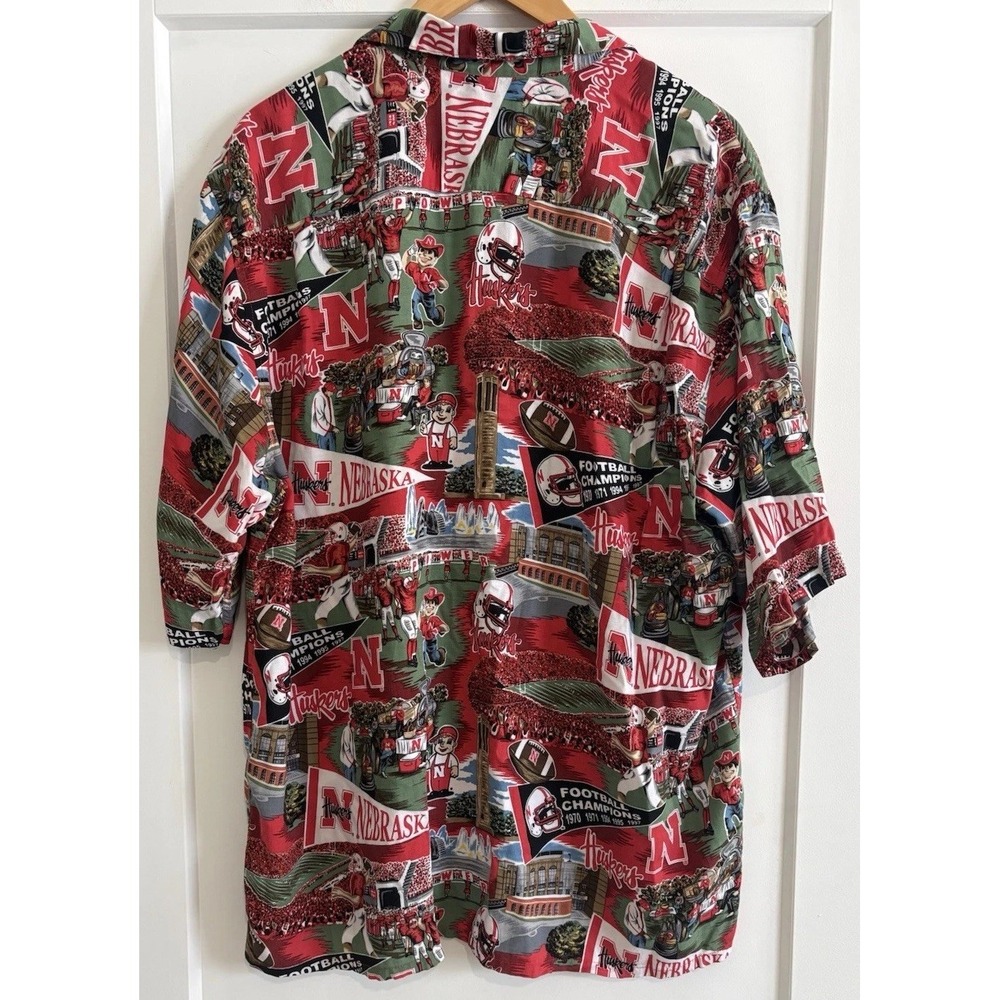 Vintage Reyn Spooner Nebraska Cornhuskers Rayon Hawaiian Shirt Men's XL RARE - Picture 2 of 9